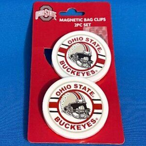 NEW 2 PACK THE OHIO STATE BUCKEYES FOOTBALL MAGNETIC BAG CLIPS FRIDGE MAGNETS